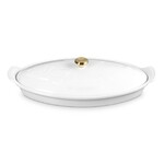 Plat a poisson 34CM avec couvercle Blanc