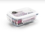 Plat/Boite rectangulaire en verre 400 ml avec couvercle clapet special micro-ond