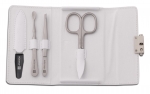 Pochette manucure en cuir 4 pieces - Blanc