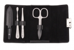 Pochette manucure en cuir 4 pieces - Noir