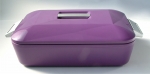 Porte plat isotherme rectangulaire 2.8 L aubergine et son plat en porcelaine bla