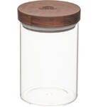 Pot en verre 0,4 Litre avec couvercle hermetique en Noyer o 10 cm - H 11 cm