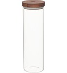 Pot en verre 1.5 Litre avec couvercle hermetique en Noyer o 10 cm - H 31 cm