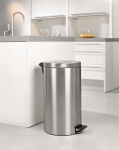 Poubelle a pedale ronde 45l 'matclean' inox brosse anti taches