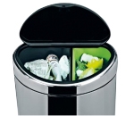 Poubelle 'touch bin' 40 l chrome brillant 1/2 spherique
