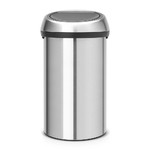 Poubelle TOUCH BIN Ronde 60 L acier inox brosse anti taches