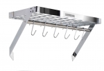 Rak etagere mural en acier chrome PM 60 X 25 X 4 cm avec crochets