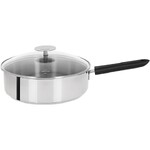 SAUTEUSE 26 CM MUTINE 2 FIXE - POIGNEE BAKELITE NOIRE + COUV. VERRE