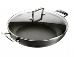 Sauteuse Provencale 24 cm antiadherente noire avec couvercle en verre LES FORGEE