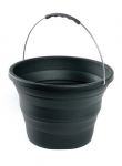 Seau pliable en gomme de silicone et acier inox noir