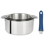 Serie de 3 casseroles Mutine amovibles 16 a 20 cm + 1 poignee bleue