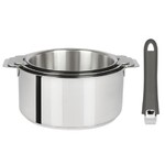 Serie de 3 casseroles amovibles 16 a 20 cm + 1 poignee Mutine 02 grise
