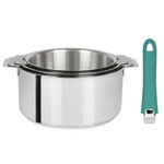 Serie de 3 casseroles amovibles 16 a 20 cm + 1 poignee Mutine 02 verte