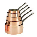 Serie 5 casseroles Inocuivre en cuivre-inox 12/20cm queue Fonte epaisseur. 2mm