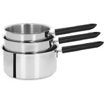 SERIE DE 3 CASSEROLES MUTINE 2 FIXE - POIGNEE BAKELITE NOIRE