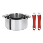 Serie de 4 casseroles Mutine amovibles 14 a 20 cm + 2 poignees framboise