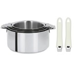 Serie de 4 casseroles Mutine amovibles 14 a 20 cm + 2 poignees blanches