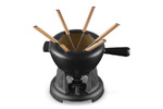 Service a fondue en fonte emaillee avec manche en fonte noir mat