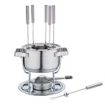 Service a fondue inox avec caquelon, rechaud & fourchettes pour 6 personnes