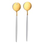 Service a salade Goa en acier inoxydable brosse Gold & manche blanc