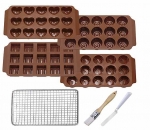 Set chocolat 4 moules en silicone, 1 pinceau, une spatule et  une grille