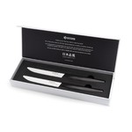 Set de 2 couteaux a steak en ceramique 24 cm lame blanche/manche noir