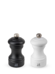 Set de 2 moulins a sel et a poivre manuels BISTRO Noir et Blanc 10 cm