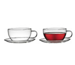 Set de 2 tasses 25 cl & soucoupes a the transparentes