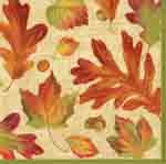Set de 20 serviettes en papier moyen modele Lunch  33 cm X 33 cm Linen Leaves