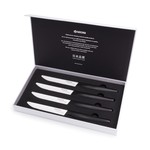 Set de 4 couteaux a steak en ceramique 24 cm lame blanche/manche noir