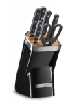 Set de 6 couteaux + bloc metal noir