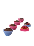 Set de 6 moules muffins/tartelettes individuels silicone rose et bleu