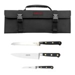 Set de depart 3 couteaux Francis BATT forges virole ronde rivets inox avec trousse de rangement