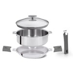 SET MUTINE 6 PIECES GRISES (1 SAUTEUSE 26 CM INOX + 1 POELE 26 CM INOX MUTINE AM