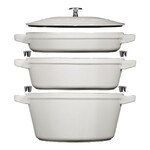 Set de trois pieces en fonte classique Truffe blanche : Poele + sauteuse + cocotte