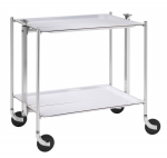 Table roulante pliante, desserte de cuisine 2 etages montants chromes plateaux stratifies Blanc - Textable
