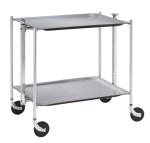 Desserte roulante et pliante 2 etages montants chromes plateaux stratifies Gris