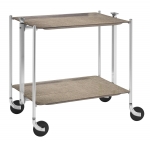 Desserte de cuisine Textable chrome 2 plateaux beige Lin