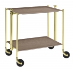 Table roulante pliante, desserte de cuisine 2 etages montants dores plateaux acr