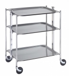 Desserte roulante et pliante 3 etages montants chromes plateaux stratifies Gris