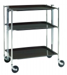 Table roulante pliante, desserte de cuisine 3 etages montants chromes plateaux s