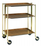Table roulante pliante, desserte de cuisine 3 etages montants dores plateaux str