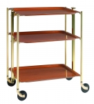 Table roulante pliante Textable dore 3 plateaux bois Orme