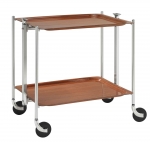 Table roulante pliante, desserte de cuisine 2 etages montants chromes plateaux s