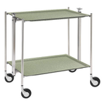 Table roulante pliante, desserte de cuisine 2 etages montants chromes plateaux stratifies Secret - Vert Clair - Textable