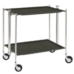 Table roulante pliante, desserte de cuisine 2 etages montants chromes plateaux stratifies Lin - Gris- Textable