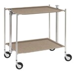 Table roulante pliante, desserte de cuisine 2 etages montants chromes plateaux stratifies Lin - Naturel - Textable