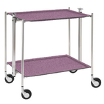 Table roulante pliante, desserte de cuisine 2 etages montants chromes plateaux stratifies Lin - Parme- Textable