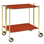 Table roulante pliante, desserte de cuisine 2 etages montants dores plateaux stratifies Lin - Epice - Textable