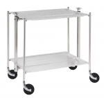 Desserte roulante et pliante 2 etages montants chromes plateaux acryliques givre